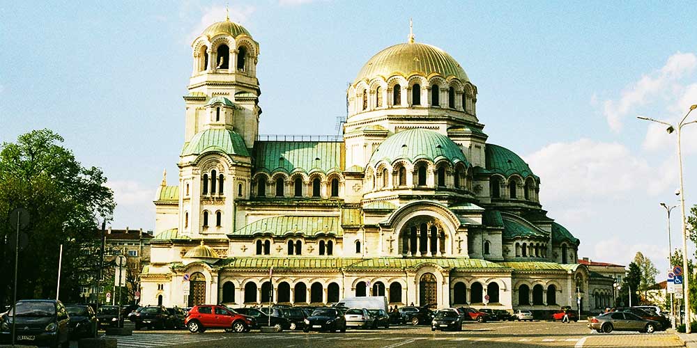Golden domes of Alexander Nevsky Cathedral in Sofia, Bulgaria