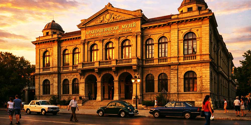 • Archaeological Museum Varna exterior facade - 19th-century building in central Varna, Bulgaria